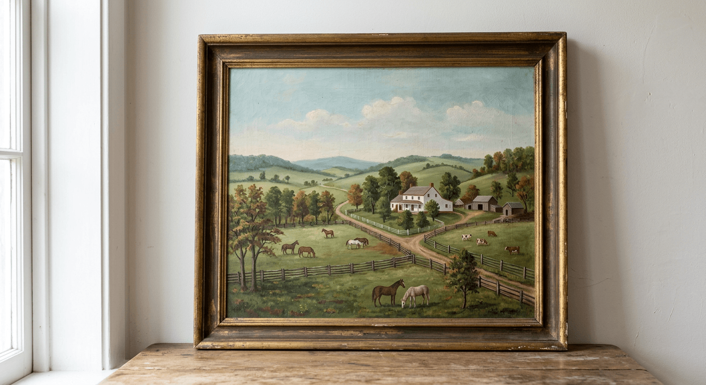 Folk Art Painting — Virginia Countryside, c. 1920 — photo 1 of 3